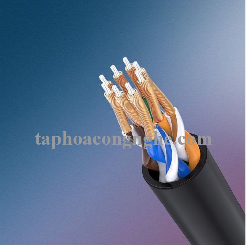 Ugreen 70656 10M 10Gbps 500MHz cat6a màu đen siêu mỏng OD2.8mm cáp mạng Utp LAN Ethernet toàn đồng NW122 30070656